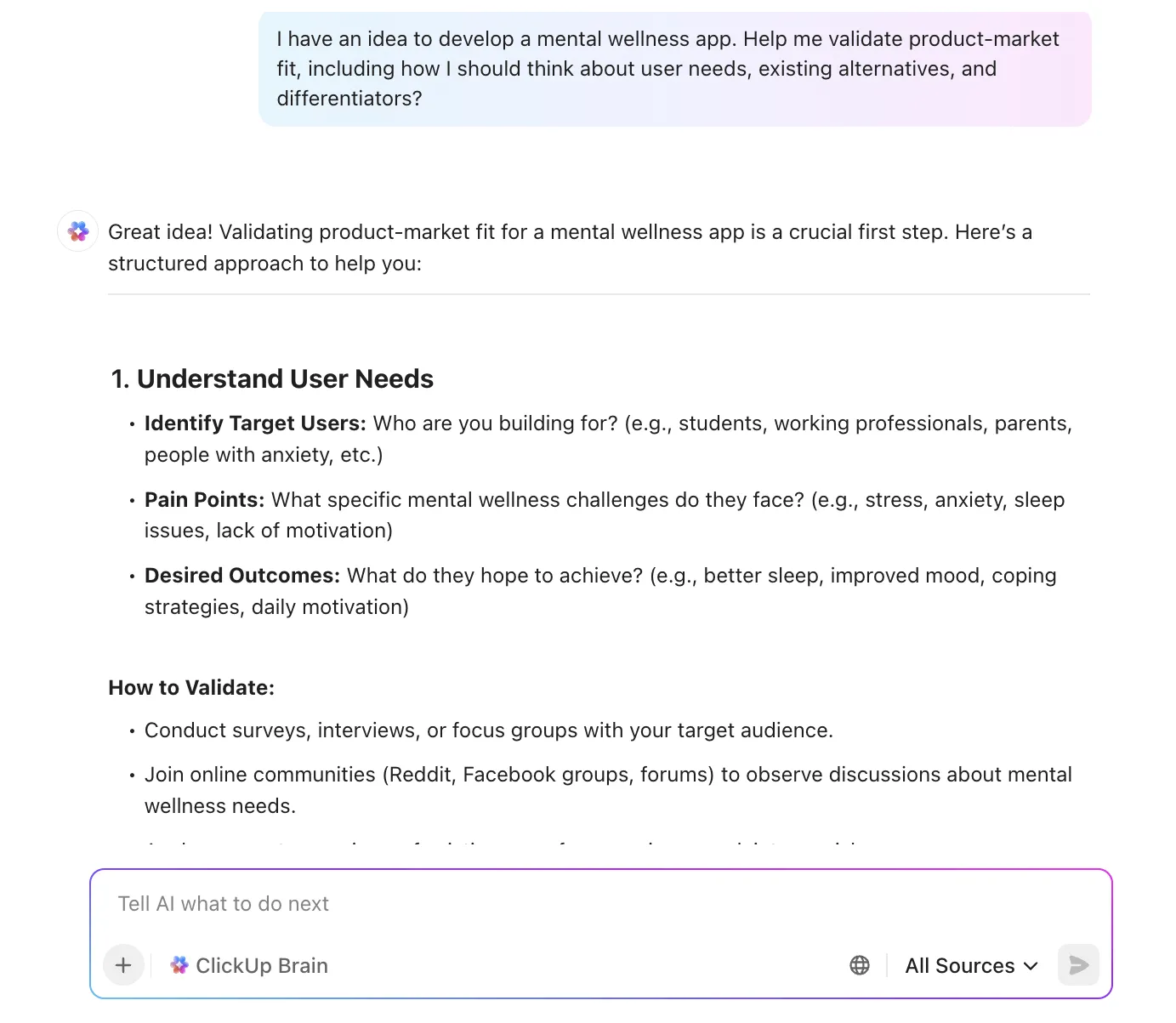 ClickUp Brain: pannello di prompt che modella un agente riflessivo basato su modelli utilizzando modelli interni e memoria a lungo termine