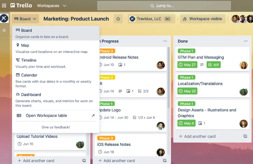 Bảng điều khiển Trello