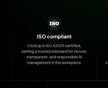 ClickUp ISO للأمن أو الالتزامات القانونية