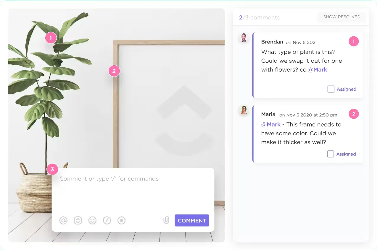 Tartsa összhangban a csapat tagjait a ClickUp Proofing funkcióival
