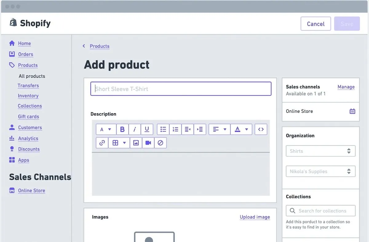 Whimsical dans le CMS de Shopify