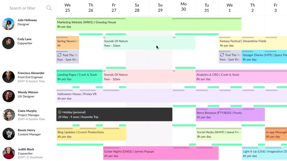Software de programação com recurso de arrastar e soltar: Resource Guru