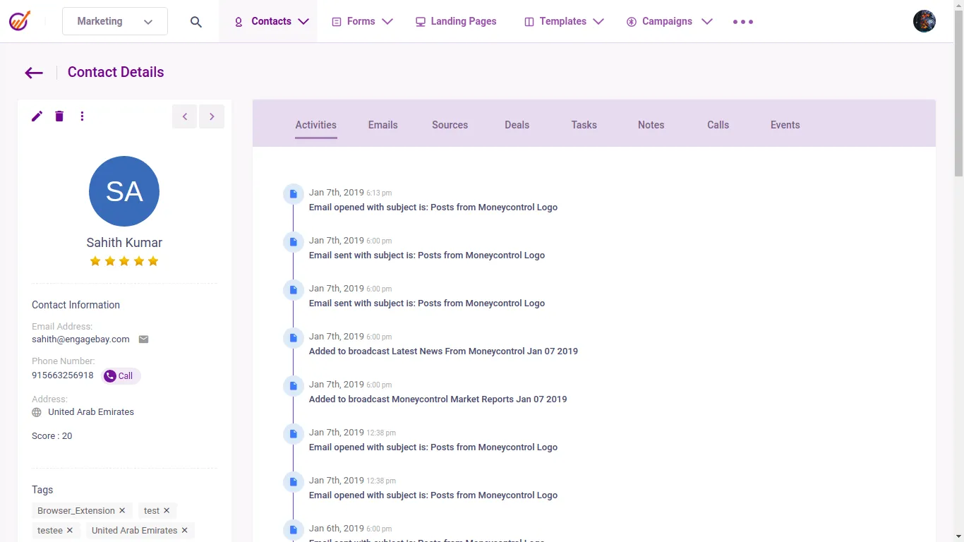 EngageBay-Dashboard
