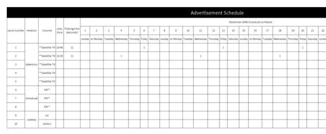 Modèle Excel de planification publicitaire par Slidesdocs