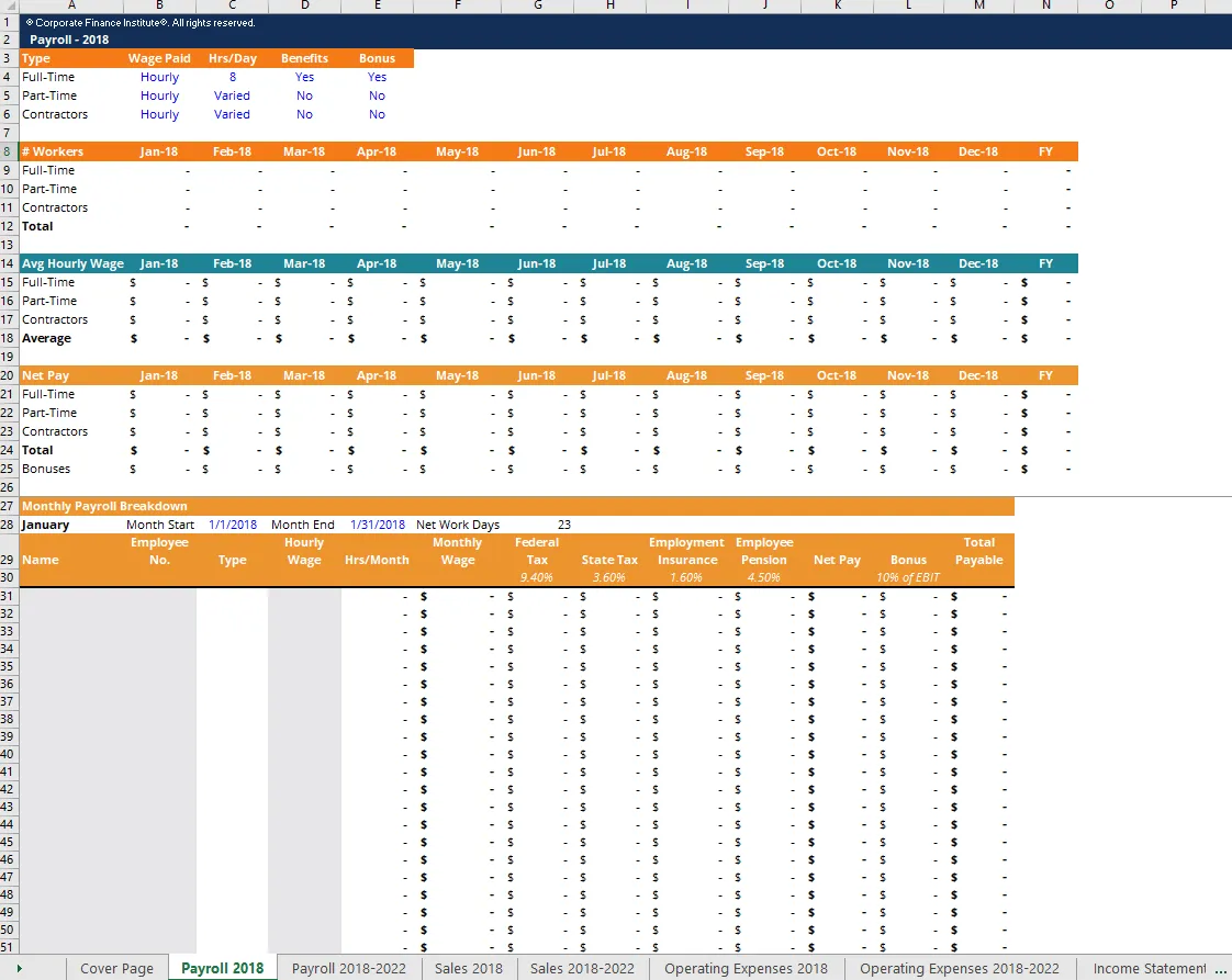 Finansal Projeksiyon Şablonu: tahmin Excel şablonu