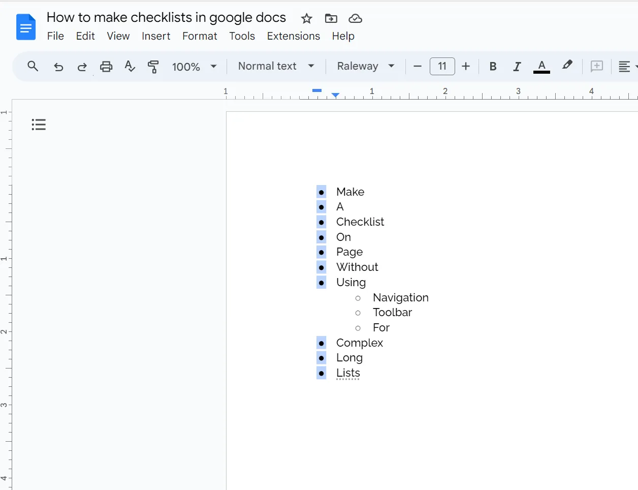 Google Dokümanlar'da vurgulanan madde işaretleri