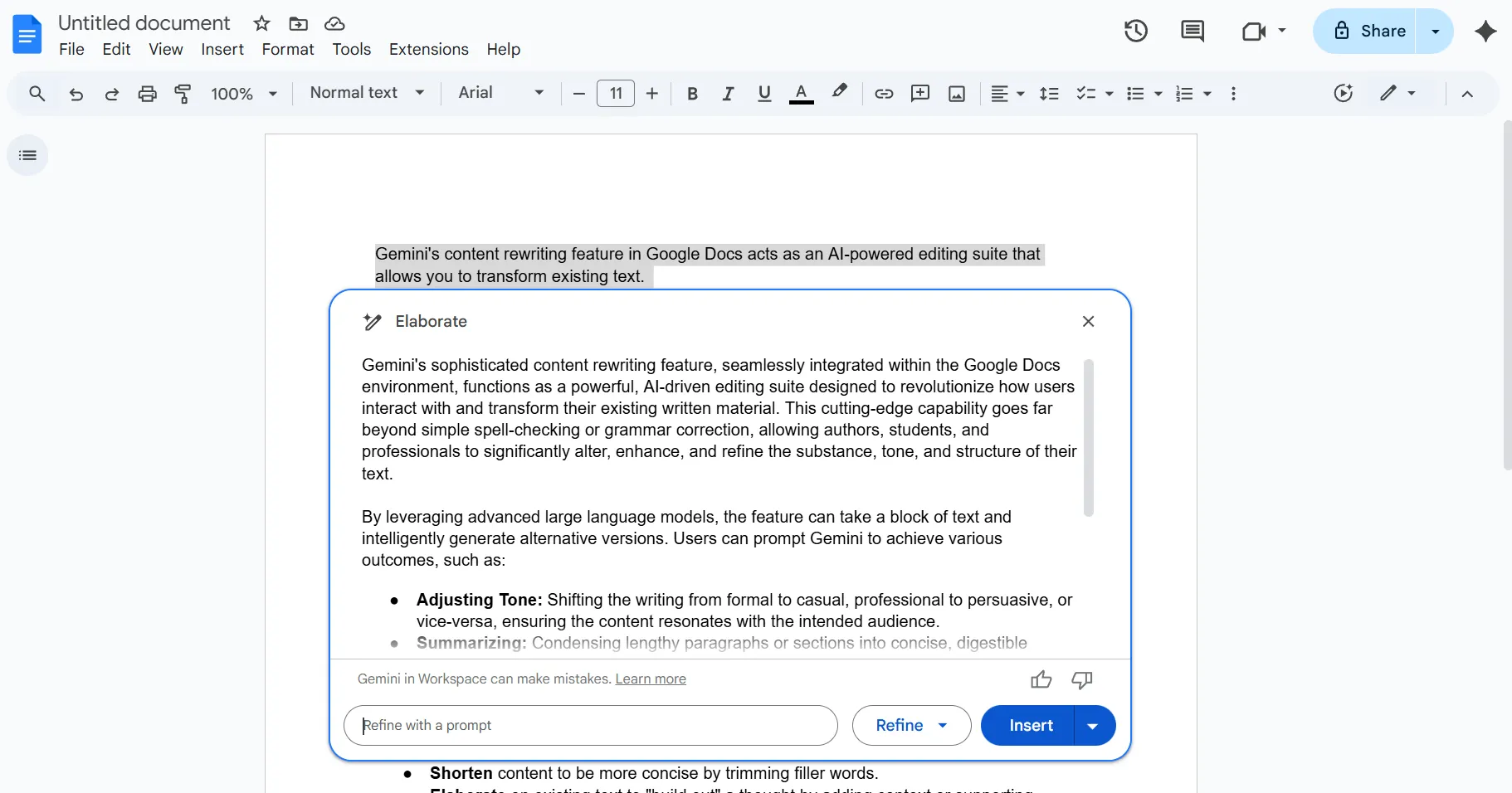 Amplía el contenido para la escritura creativa con Gemini.