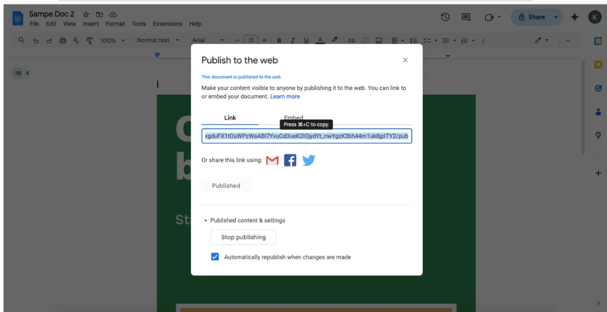 Google Docs 인터페이스