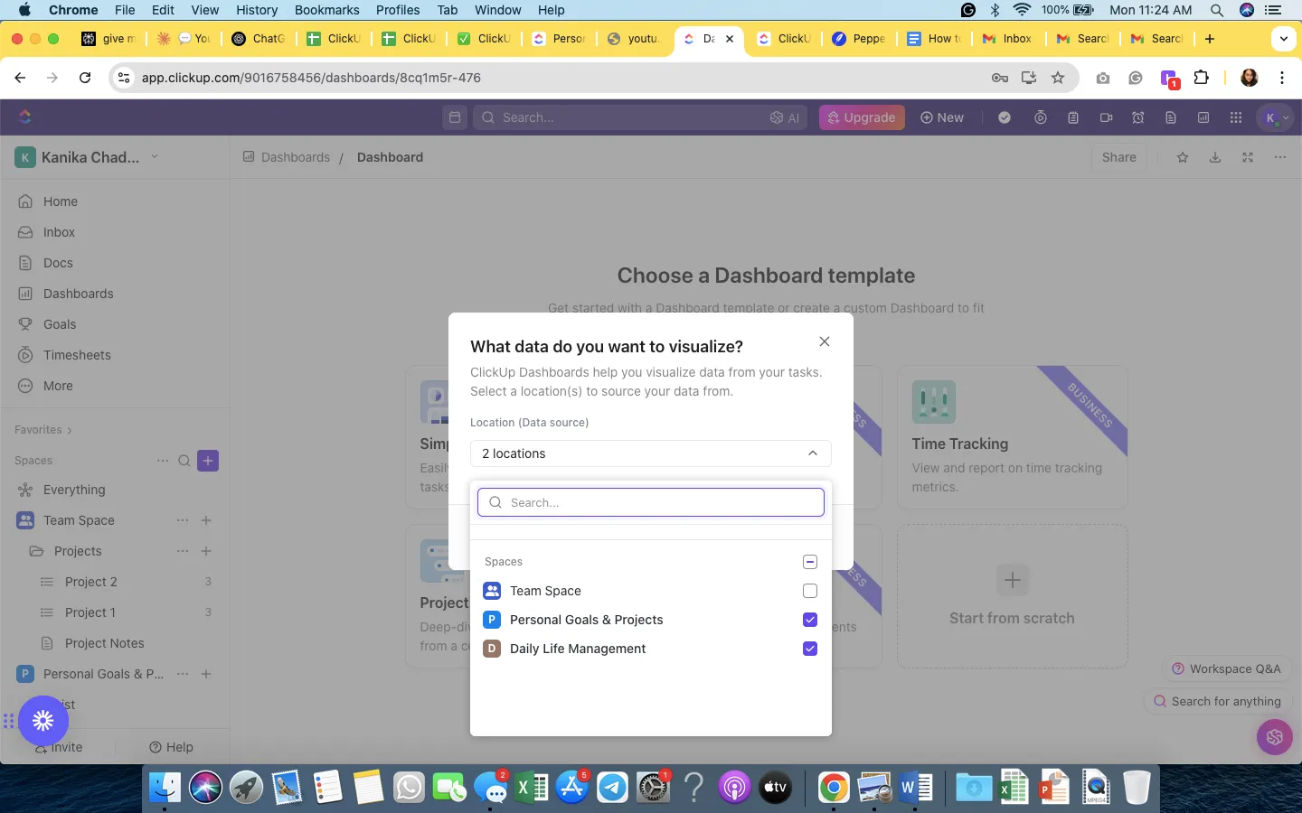 ClickUp dashboard