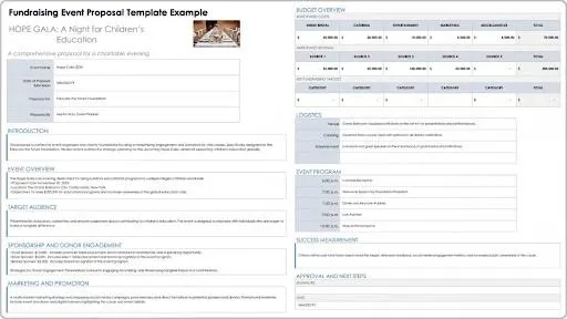 Mẫu đề xuất sự kiện gây quỹ của Smartsheet