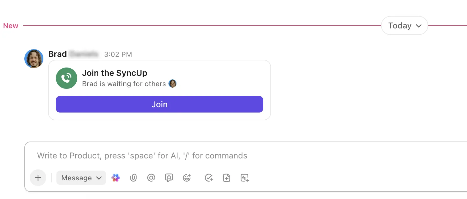 ClickUp SyncUps: انضم إلى SyncUp الجاري على الفور من ClickUp Chat دون تعطيل سير العمل