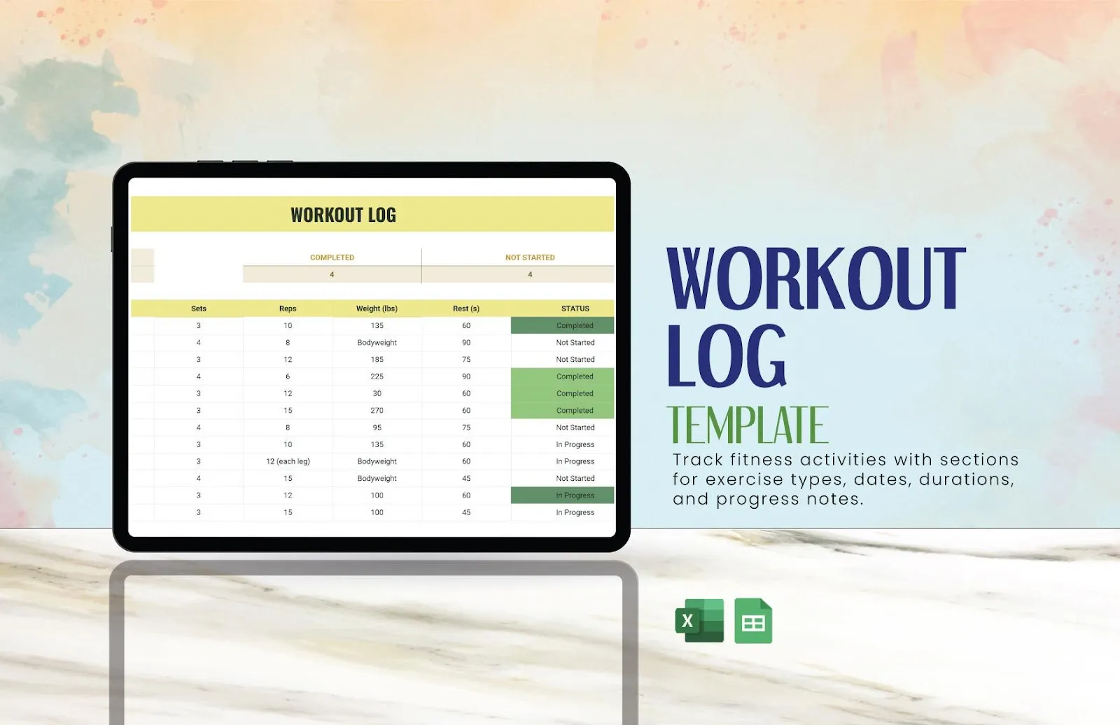 Шаблон за дневник за тренировки в Excel от TEMPLATE.NET