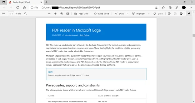 Pesquise na versão do navegador do Microsoft Edge PDF.