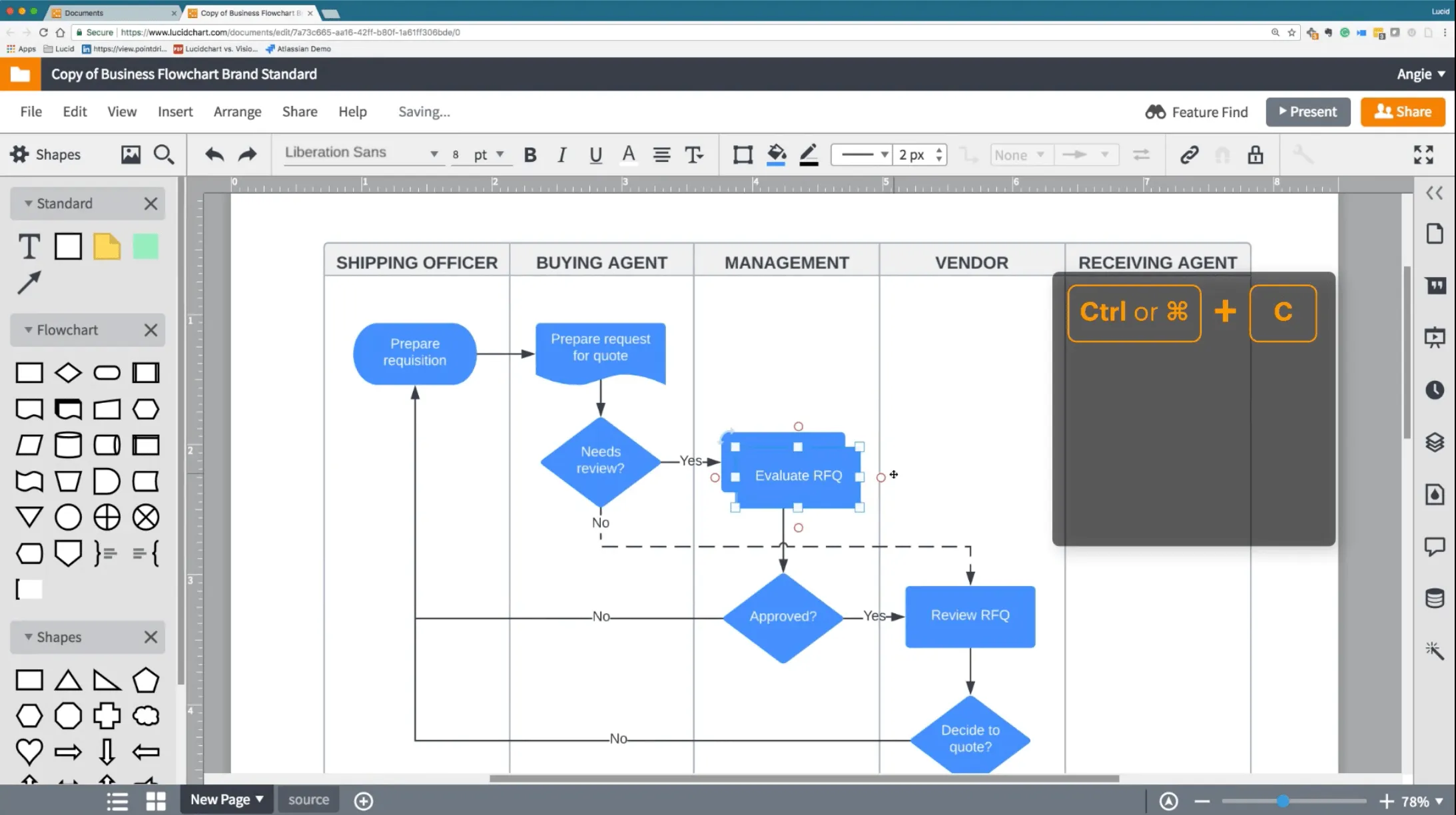 Captura de pantalla de la vista del editor de Lucid.