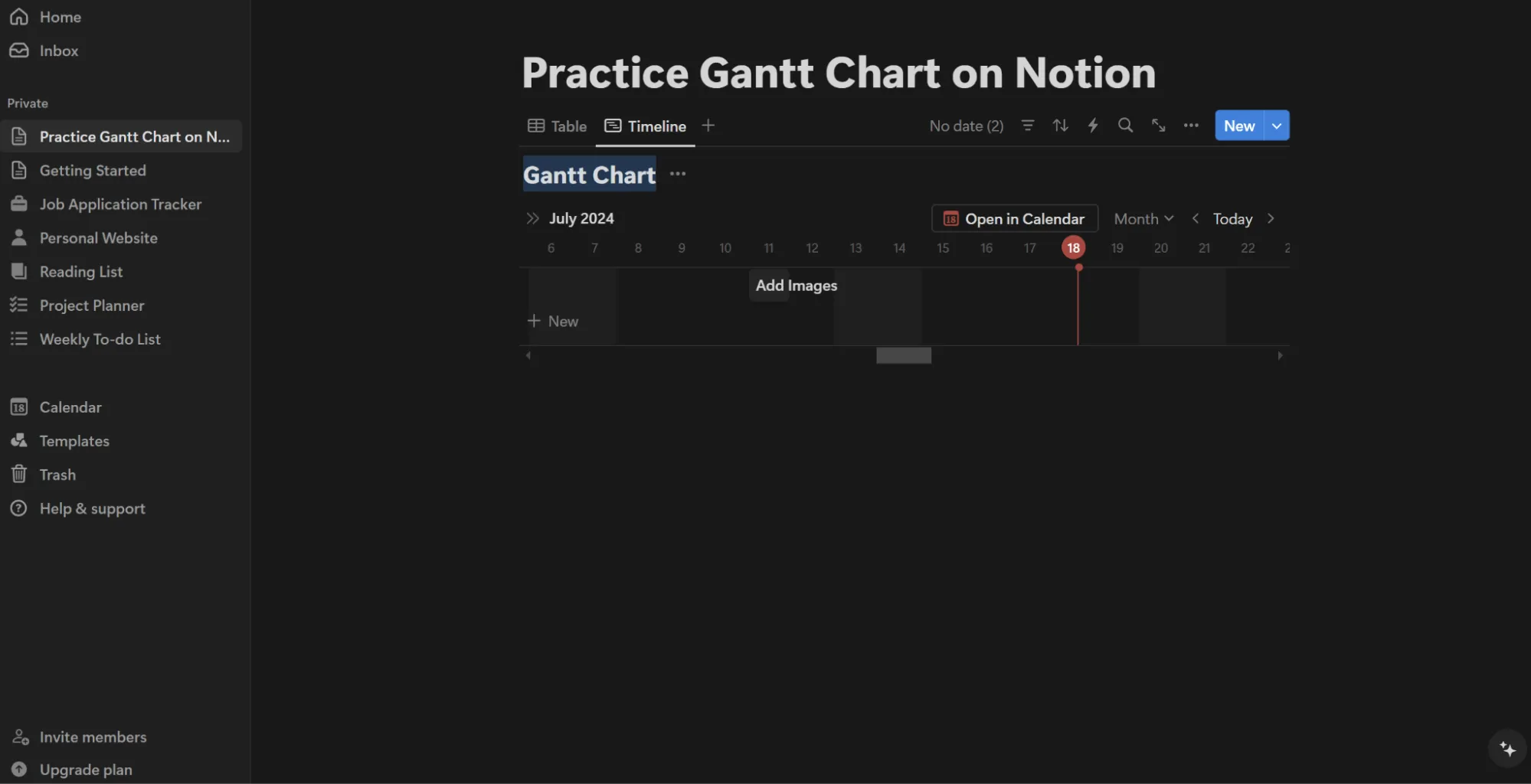 Chế độ xem dòng thời gian của Notion