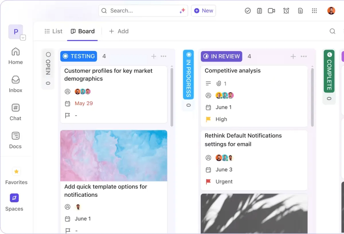 ClickUp Kanban-Board-Ansicht