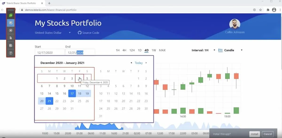 Vue calendrier de Telerik Test Studio