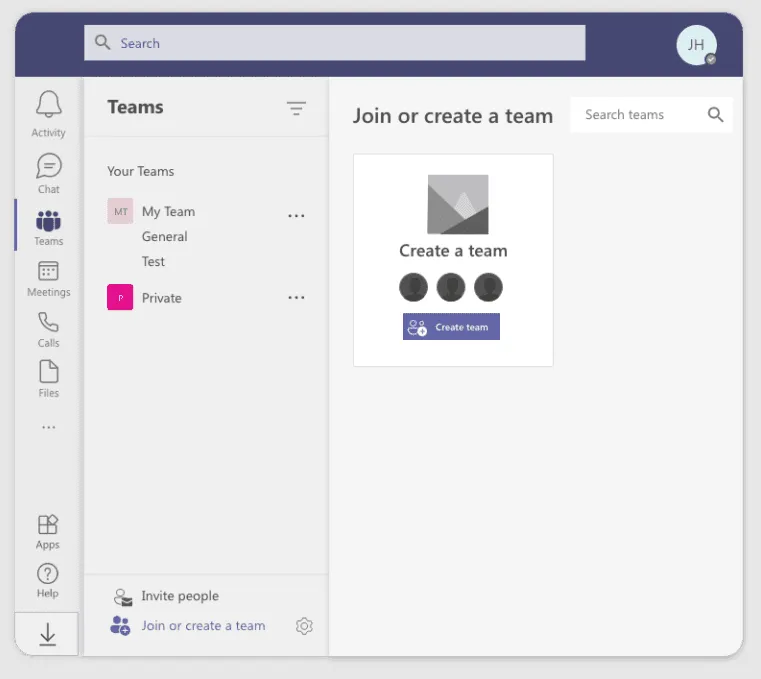 Crea o unisciti a un team in Microsoft Teams