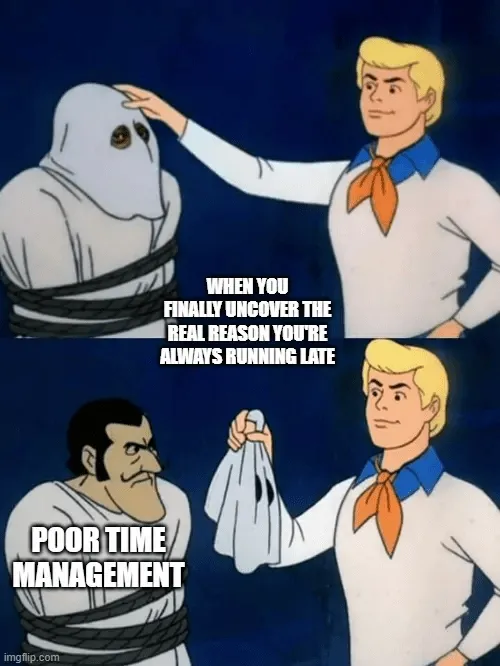 Meme sobre la mala gestión del tiempo