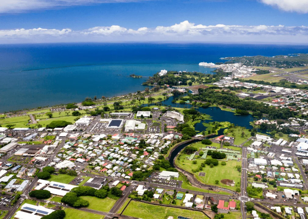 Vue aérienne d'une ville d'Hawaï