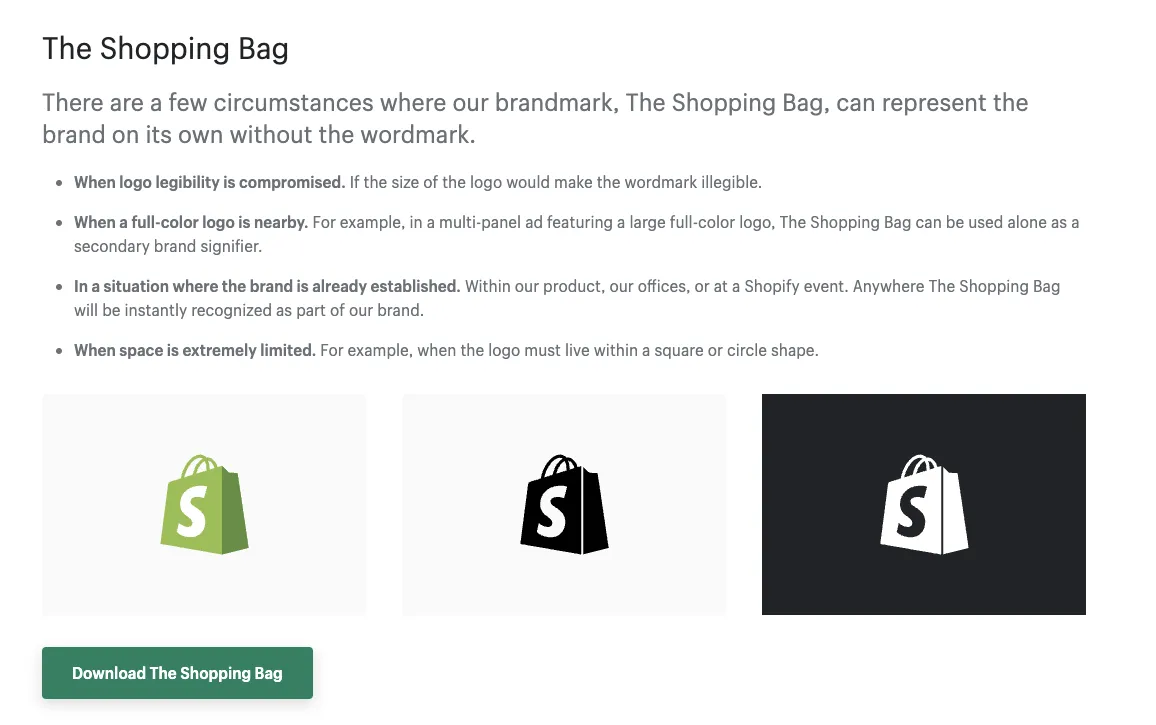 Shopify 브랜드 키트 및 가이드라인