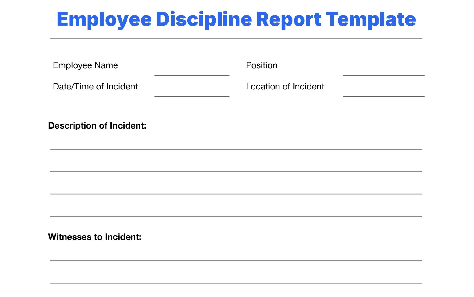 Modello di rapporto disciplinare per dipendenti di Documenti Google