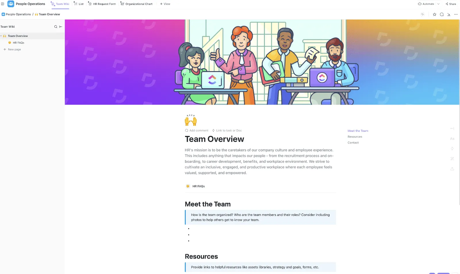 ClickUp People Operations 템플릿으로 채용 및 고용을 종단간 간소화하세요