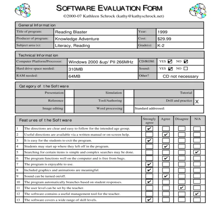 Plantilla de evaluación de software en Excel de pdfFiller