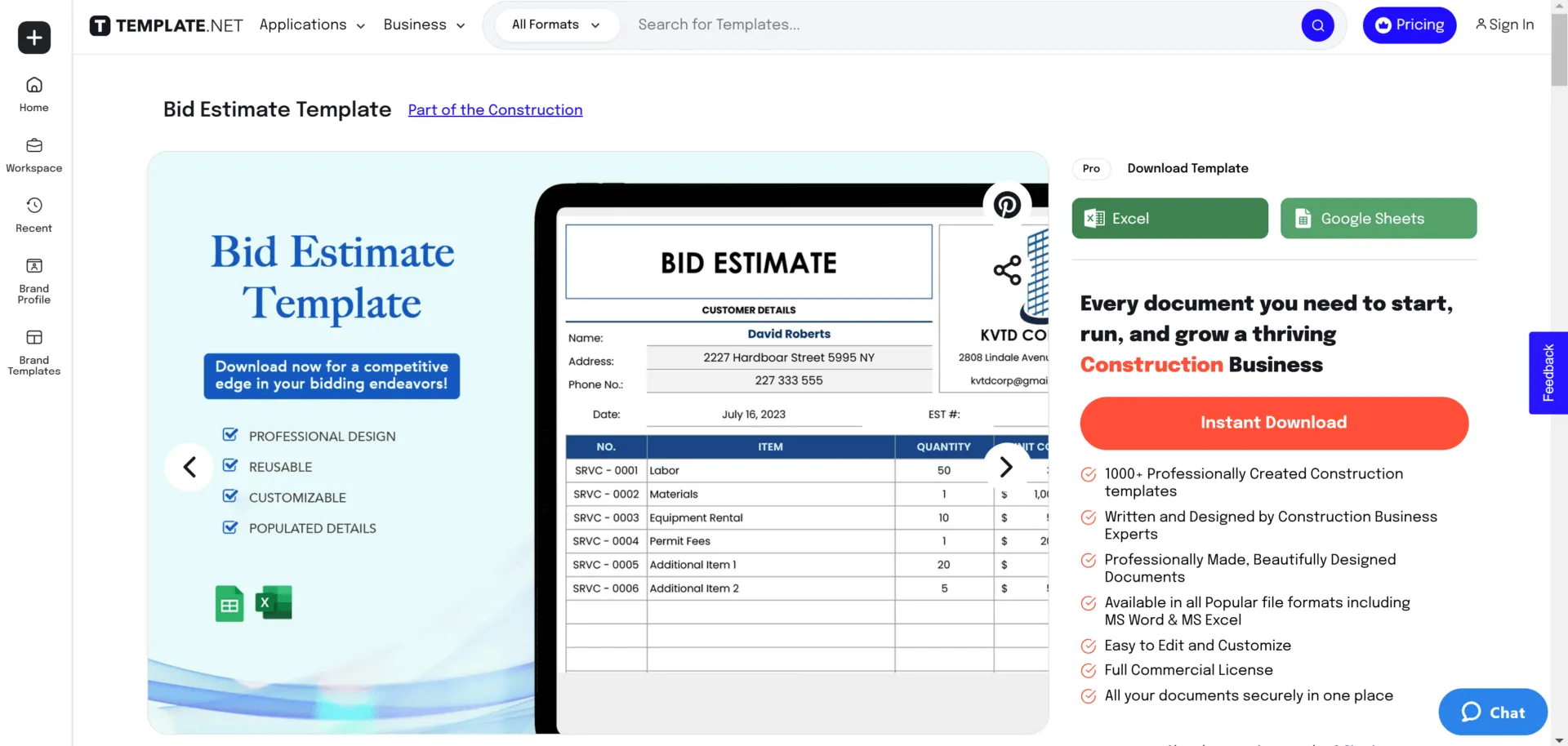 เทมเพลตโดย Template.Net เพื่อเริ่มต้นและดำเนินธุรกิจก่อสร้างของคุณ