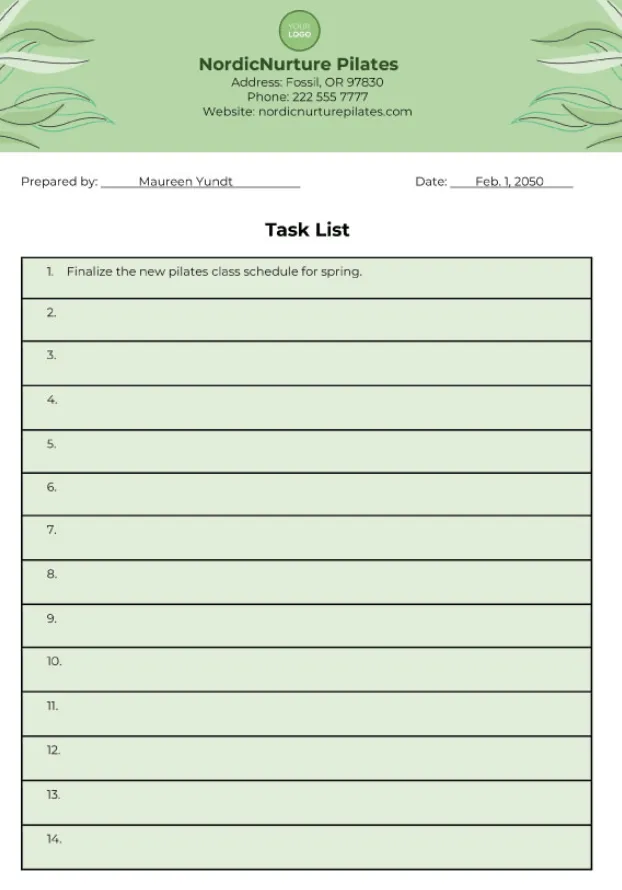 Modèle de liste de tâches gratuit par Template.net