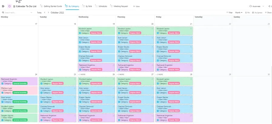 Plantilla de lista de tareas de ClickUp Calendario