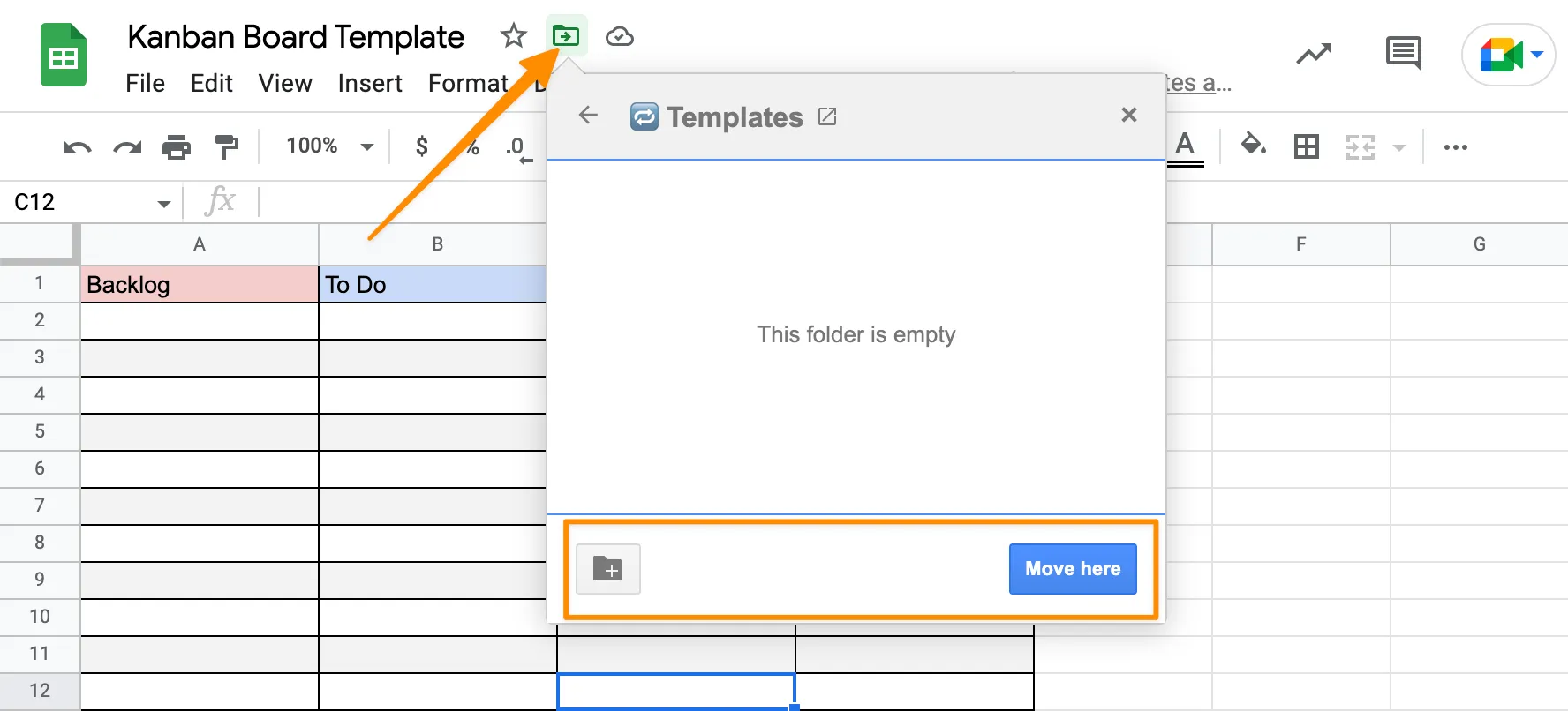 Speichern Sie eine Google-Kanban-Board-Vorlage in Ihrem Google Workspace.
