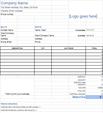 เทมเพลตใบแจ้งหนี้ Google Sheets โดย Invoice Simple