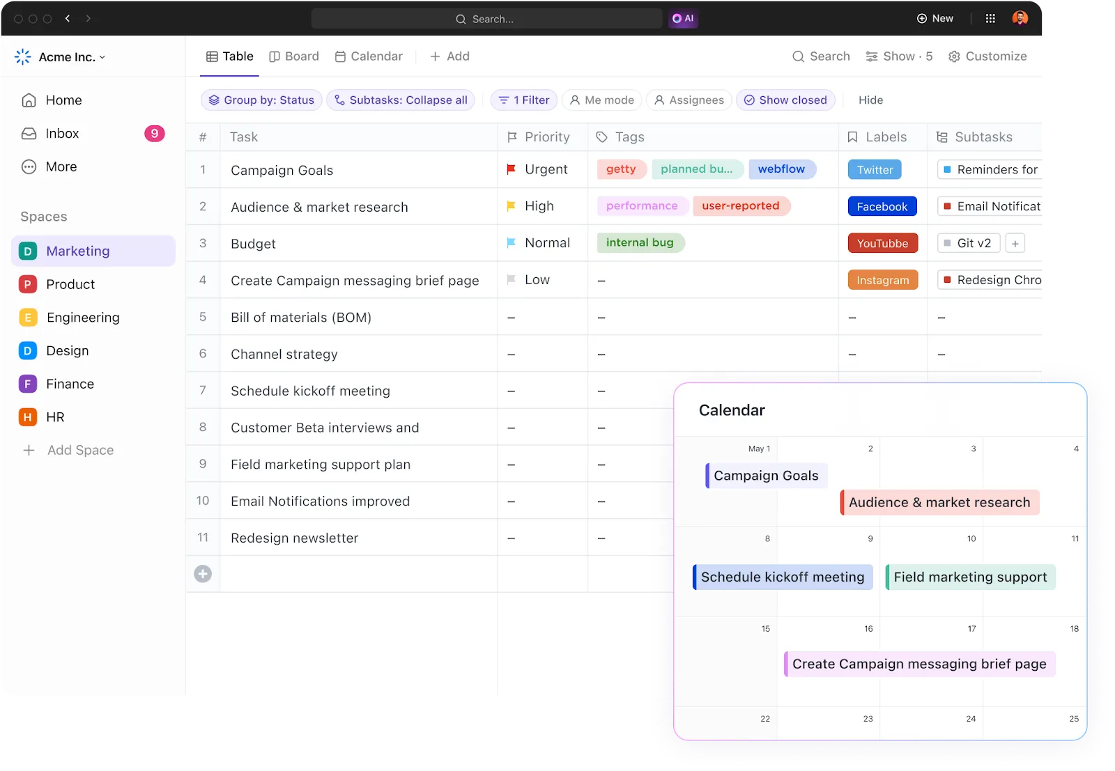 Zobrazení Kanban Board a Gantt Chart v ClickUp  YouTrack vs ClickUp