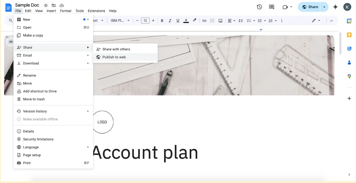 Google Docs 인터페이스