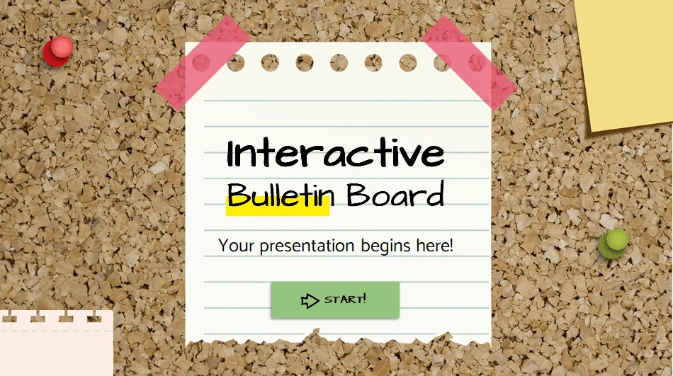 Plantilla de tablero de anuncios interactivo de PowerPoint de SlidesGo