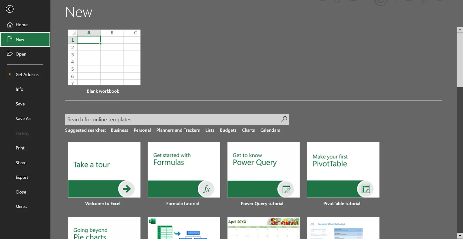 Localize modelos usando a barra de pesquisa: como criar uma planilha do Excel