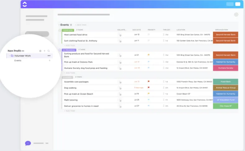 ClickUp-Vorlage für ehrenamtliche Arbeit