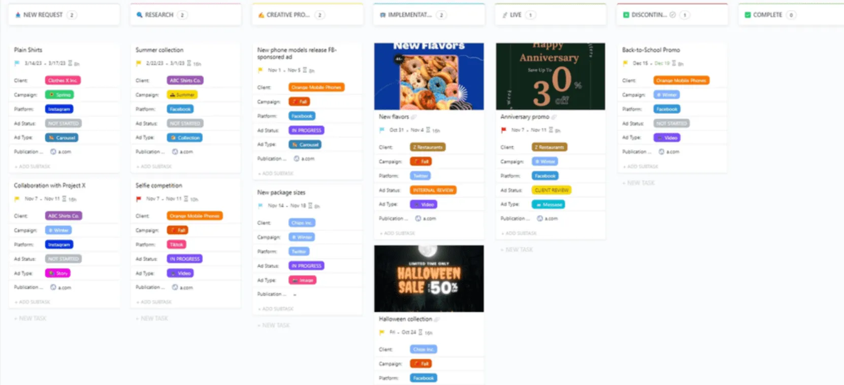 Modèle publicitaire ClickUp