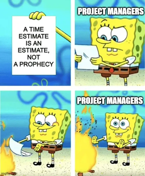 Projektidő-becslés mém