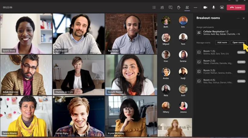 Breakout rooms v Microsoft Meetings: schůzky týmů