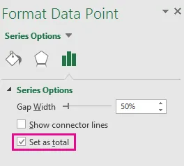 Opción «Establecer como total»: captura de pantalla de Excel.