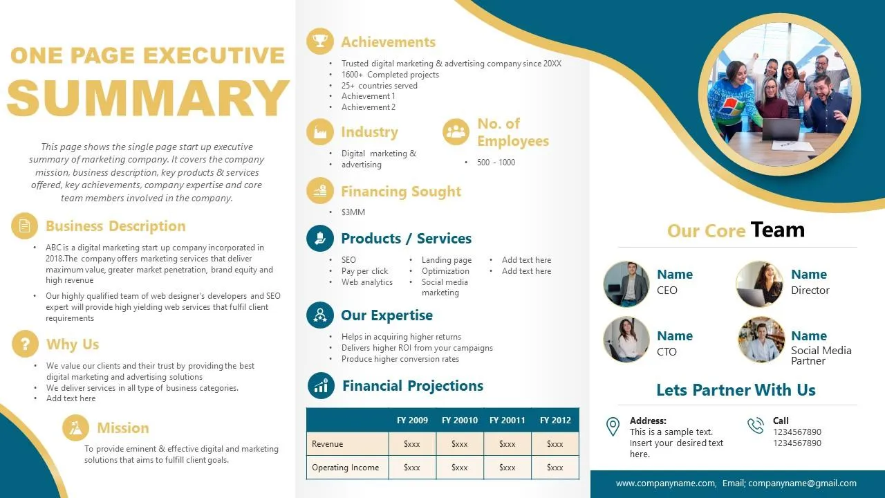 Mẫu PowerPoint One Pager cho startup
