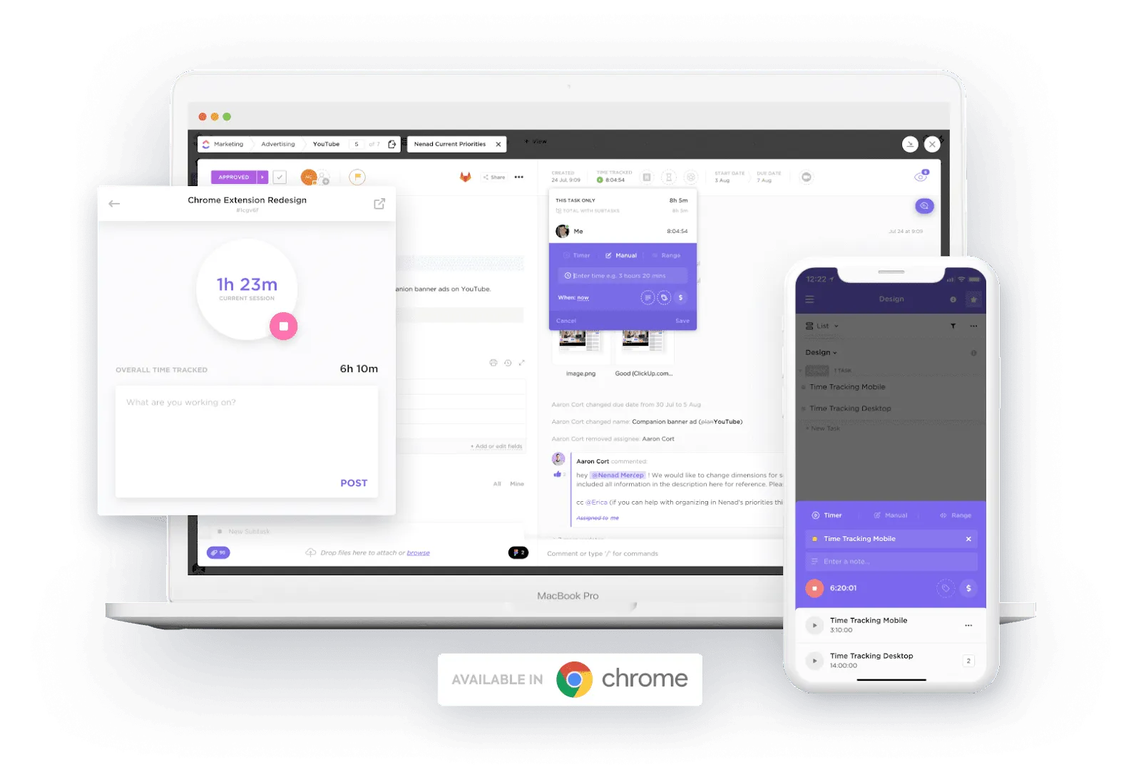 Проследяване на времето за проекти в ClickUp