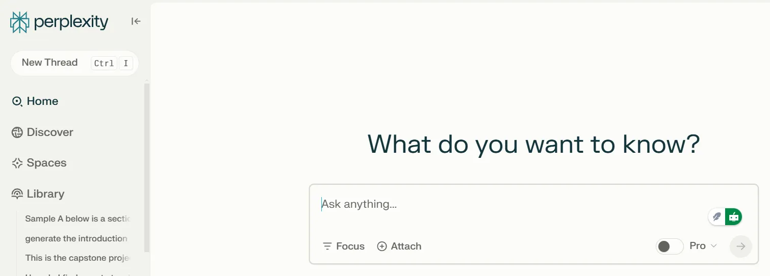 Interface Perplexity : invites IA pour enseignants