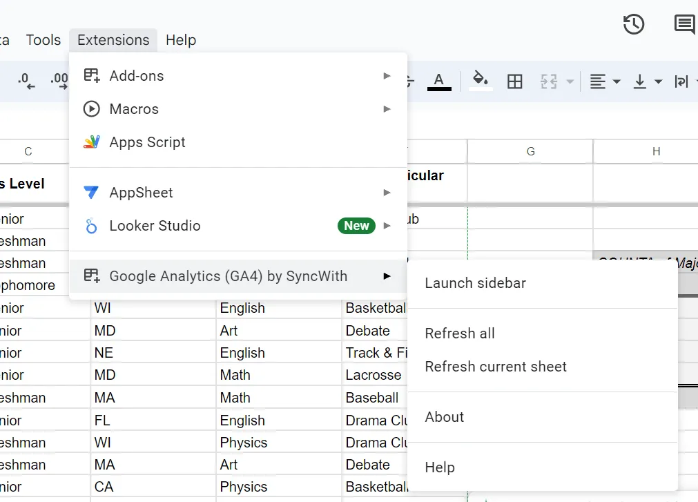 Estensione Google Analytics: automazione di Fogli Google
