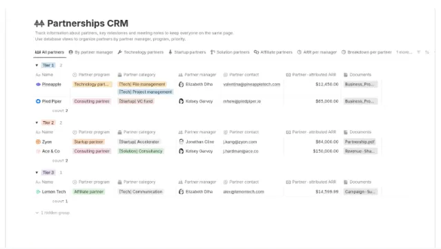 Template CRM Notion: Template CRM Kemitraan Notion
