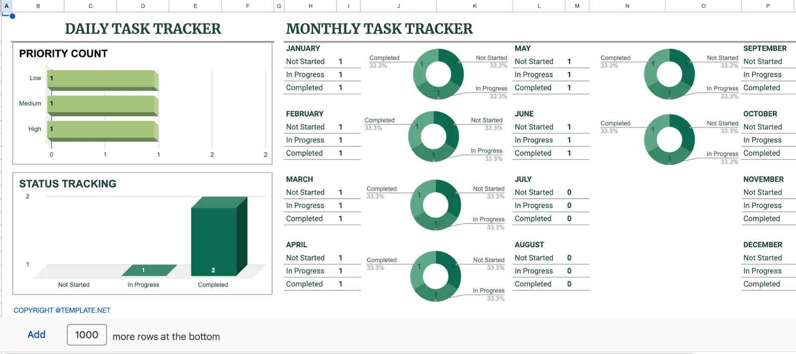 Seguimiento diario y mensual de tareas: seguimiento de tareas en Excel