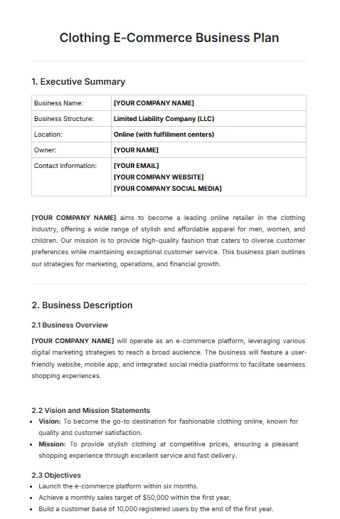 Mẫu Gói Doanh nghiệp Thương mại điện tử về Quần áo của Template.net