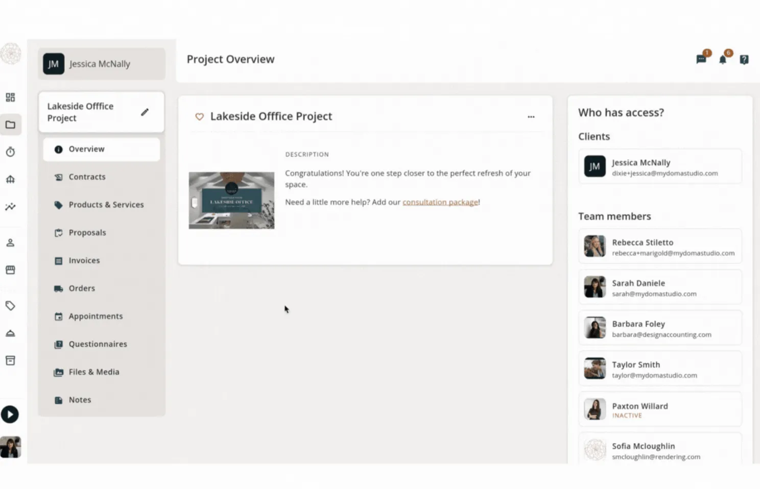 Création d'un modèle de projet de bureau dans Mydoma Studio